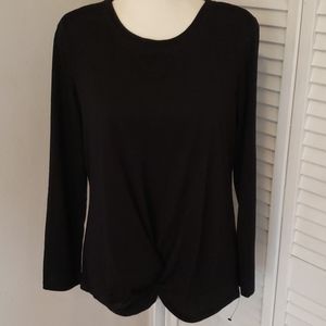 IDEOLOGY Black Long Sleeve Tee w/Knot Detail